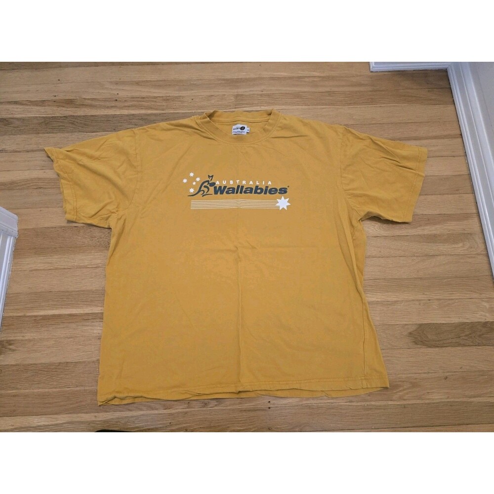 Australia Wallabies Mens Yellow Short Sleeve Rugby T-Shirt Size 3x Fits As XL